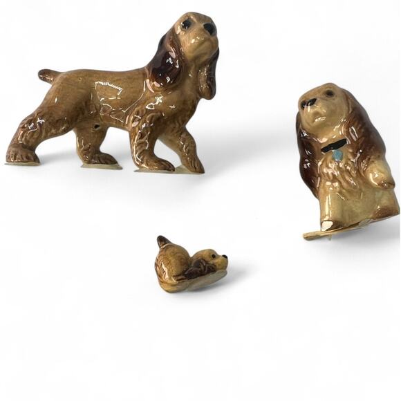 3 three vintage Hagen Renaker miniature figurines Cocker Spaniel family MCM Dog - Picture 1 of 4
